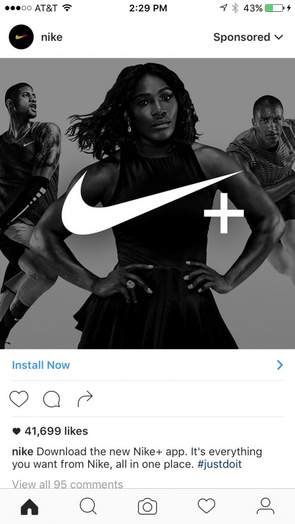 Nike brand promotional post good example