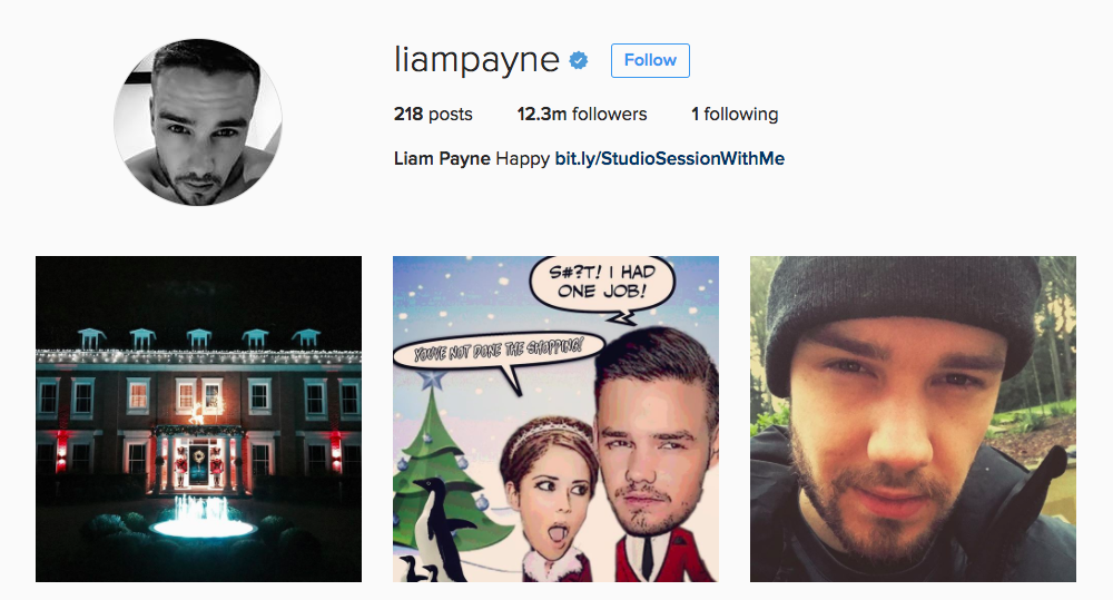 Liam Payne Instagram Influencer