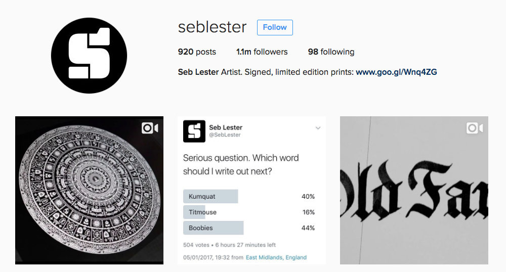 Seb Lester Instagram Influencer