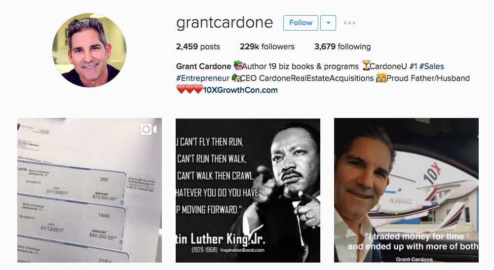 Grant Cardone Entrepreneur Instagram Influencer